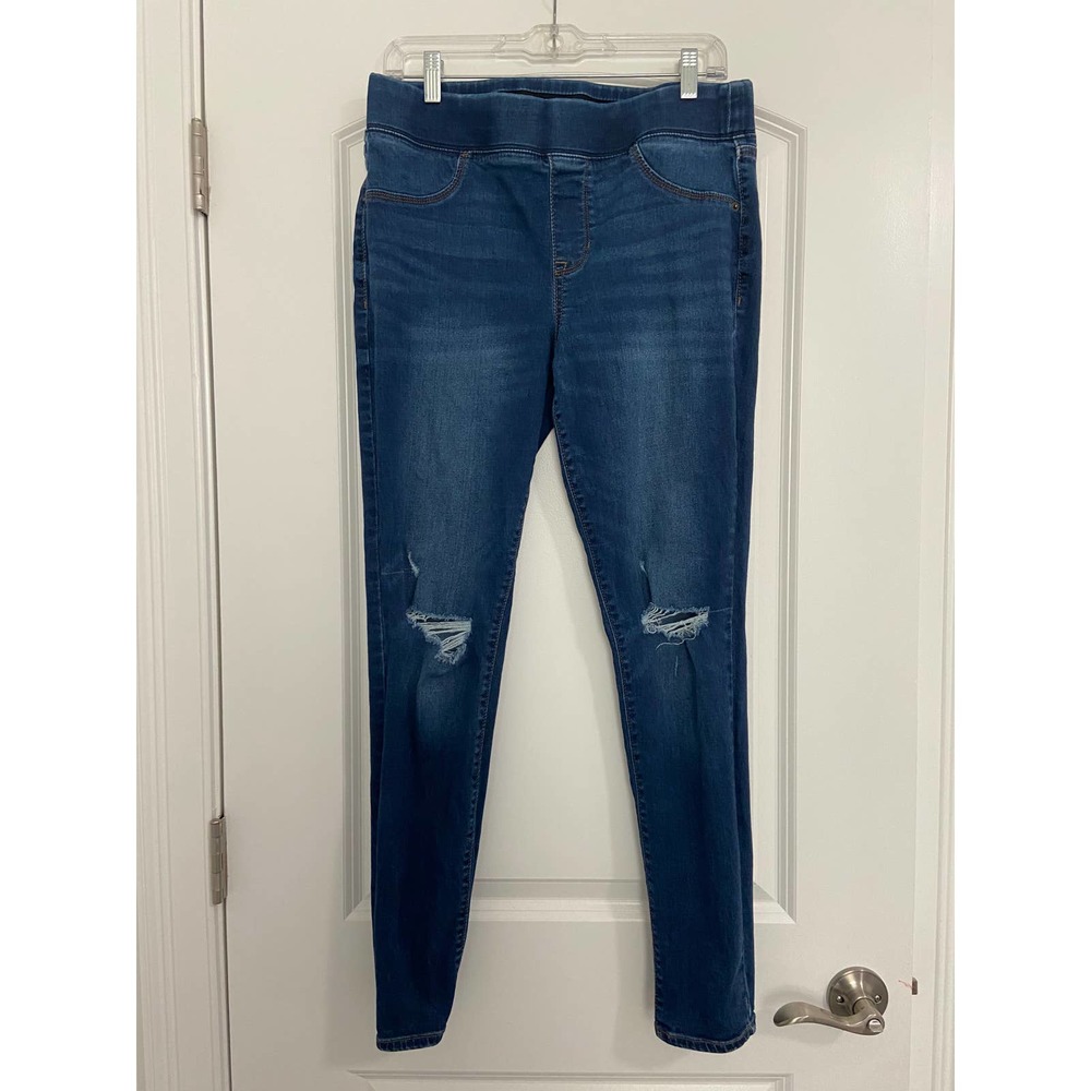 OLD NAVY Size 12 Rockstar Jegging Jeans Distressed Dark Blue Denim